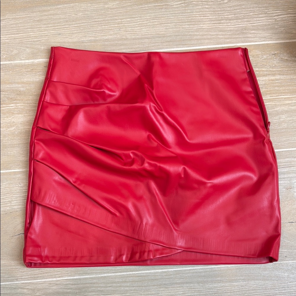 Zara Red Faux Leather Mini Skirt